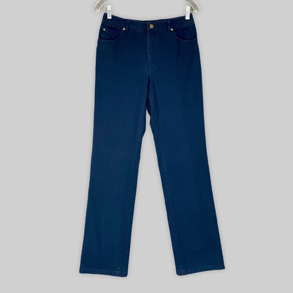Ellen Tracy Womens Straight Leg Jeans Dark Blue Cotton Stretch size 4